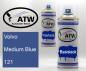 Preview: Volvo, Medium Blue, 121: 400ml Sprühdose + 400ml Klarlack - Set, von ATW Autoteile West.